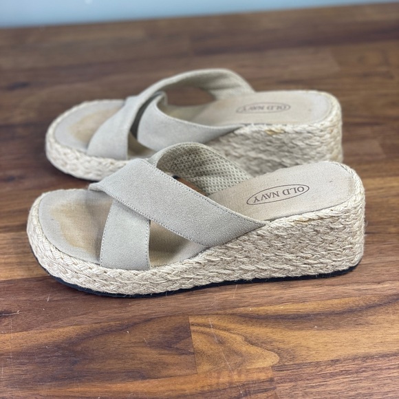 Vintage Old Navy Espadrille Sandal Wedges 7 Square Toe - Picture 7 of 8